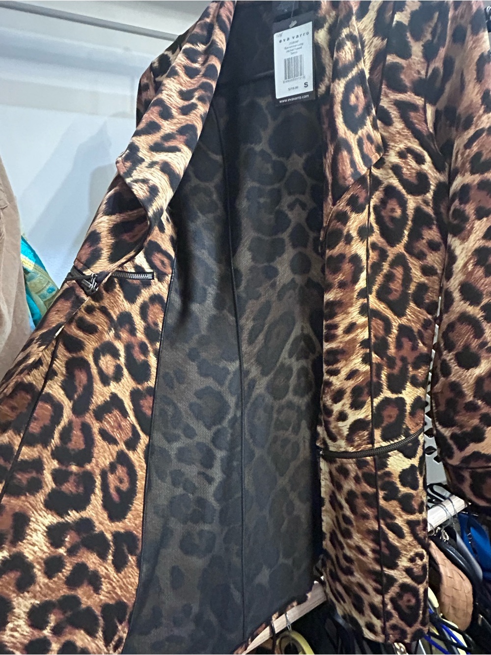 eva varro Leopard Print Long Jacket - Brown, Tan, Black - Picture 5 of 5